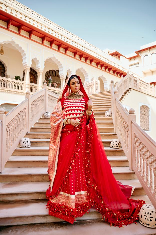 Red Mogra Lehenga Set