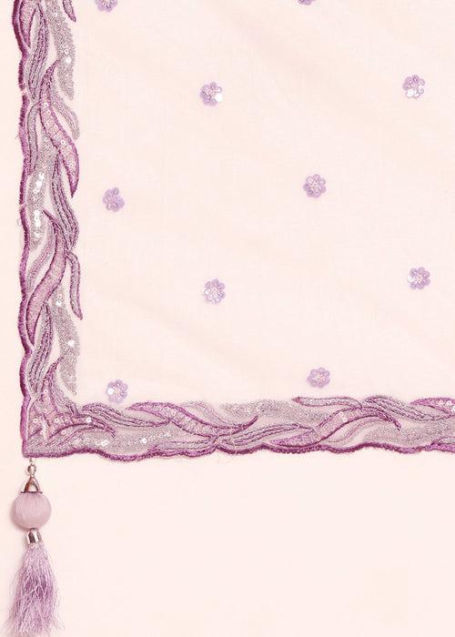 Shades Of Purple Net Lehenga Choli with Sequins & Zarkan Embroidery work