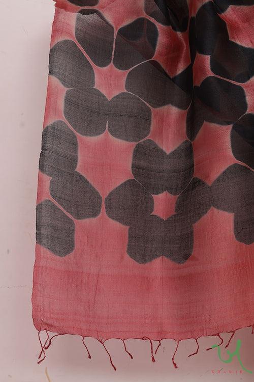 Salmon Hive Clamp Dye Tussar Silk Dupatta