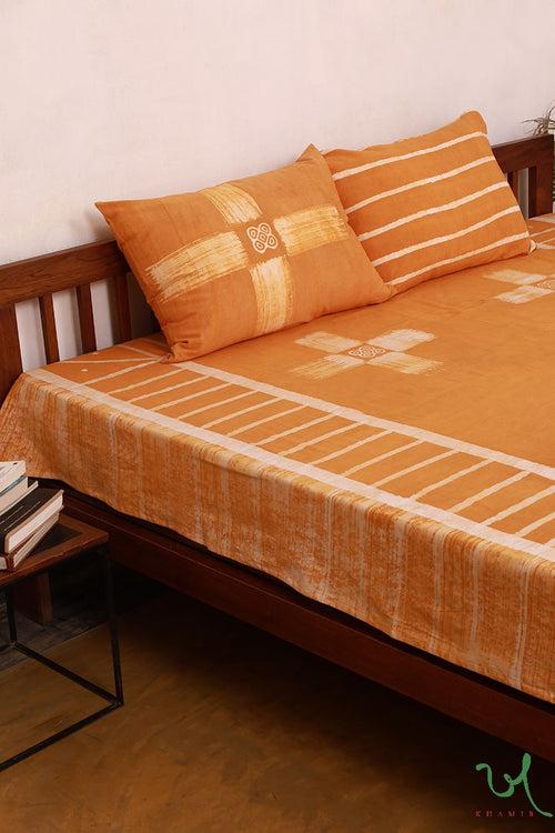 Orange Traditional Geometric Batik Double Bedsheet