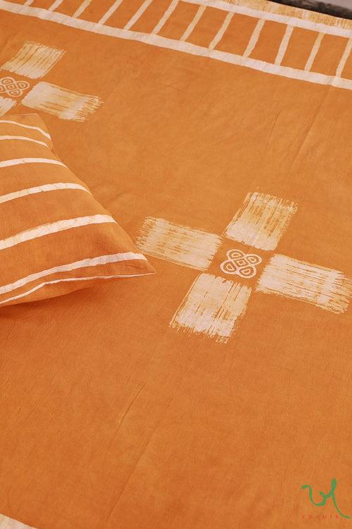 Orange Traditional Geometric Batik Double Bedsheet