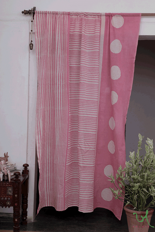 Salmon Modern Geometric Batik Curtain