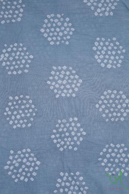 Grey Hexagon Bandhani Cotton Fabric