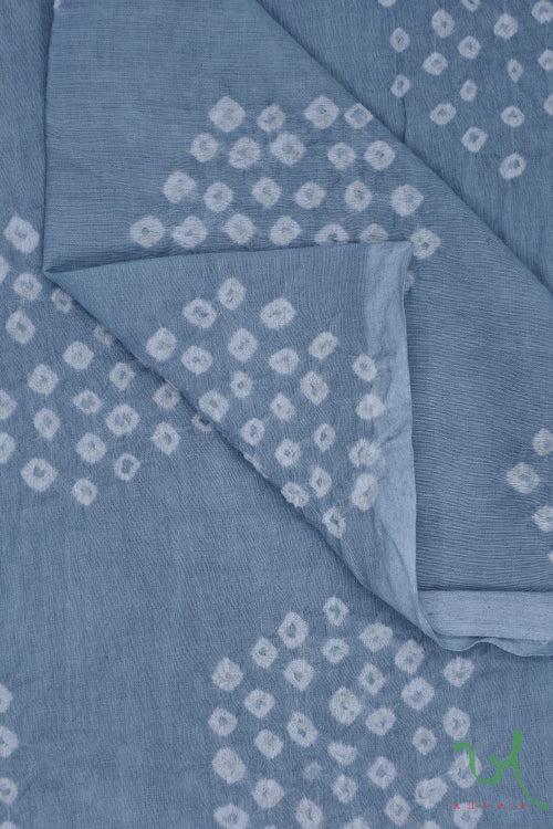 Grey Hexagon Bandhani Cotton Fabric