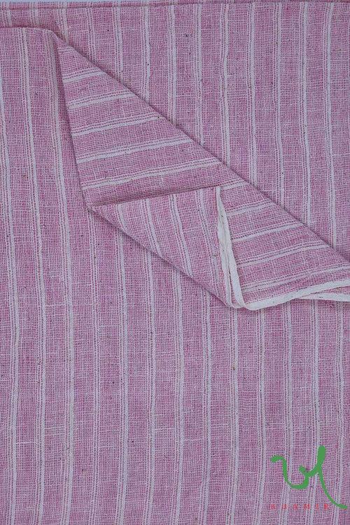 Salmon Stripes Handwoven Kala Cotton Fabric