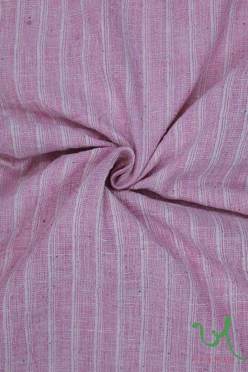 Salmon Stripes Handwoven Kala Cotton Fabric