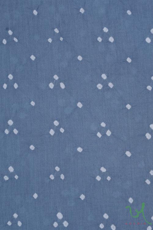 Grey Minimal Bandhani Handwoven Muslin Fabric