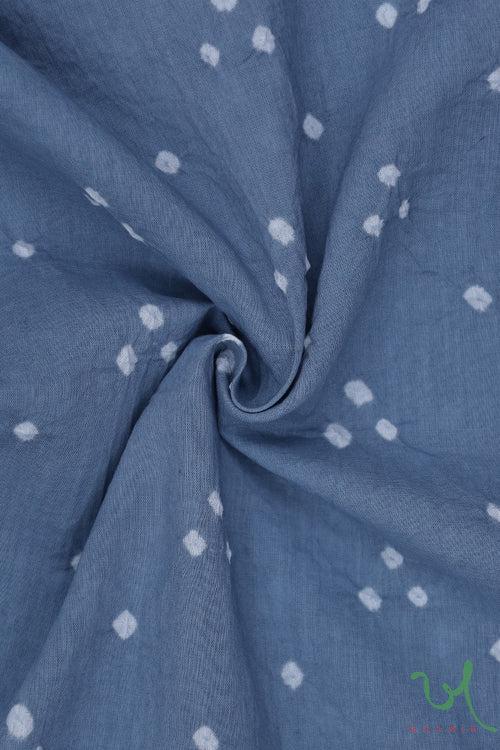 Grey Minimal Bandhani Handwoven Muslin Fabric