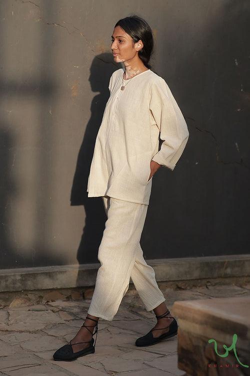 Off white ambar kala cotton slit pajamas