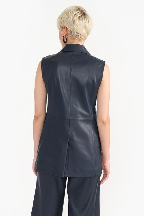 ZAHRA INK BLUE WOMEN'S LEATHER VEST