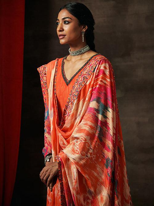 Saba Kurta Set with Dupatta - Apricot