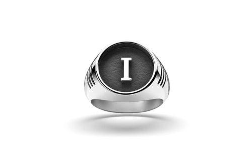 Halo Alphabet Ring | 925 Sterling Silver, Rhodium Plating & Glossy Finish