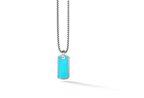 Luna Dog Tag Pendant | 925 Sterling Silver, Premium Ceramic, Rhodium Plating & Glossy Finish