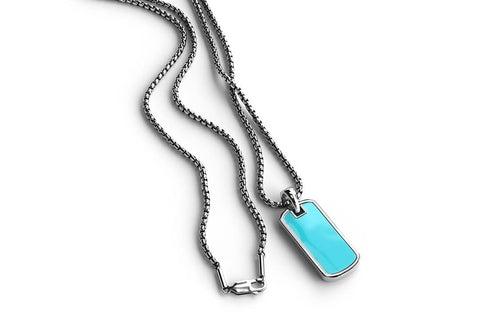 Luna Dog Tag Pendant | 925 Sterling Silver, Premium Ceramic, Rhodium Plating & Glossy Finish