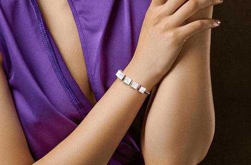 Avens Bracelet | 925 Sterling Silver, Natural Gemstone, Rhodium Plating & Glossy Finish