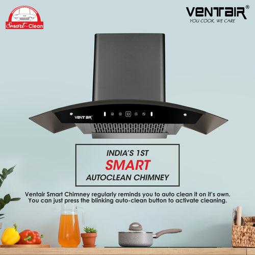 Style 90 Smart Auto Clean Chimney (Motion Sensor, 90cm, 1300 m3h, 11° Filterless Technology)