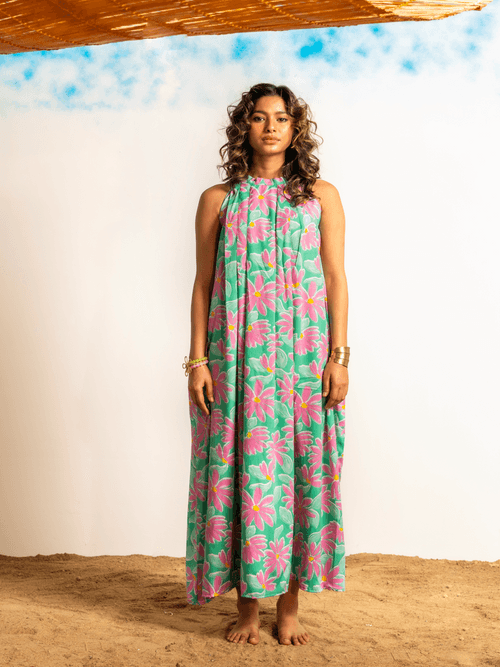 Women Green Floral Beachwear co-ord Set