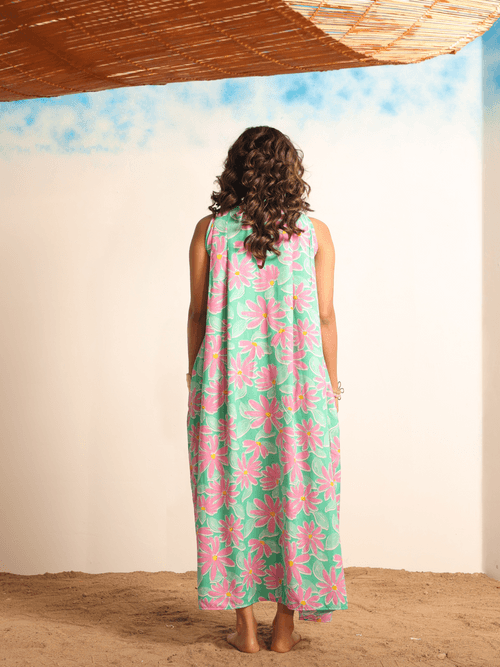 Women Green Floral Beachwear co-ord Set