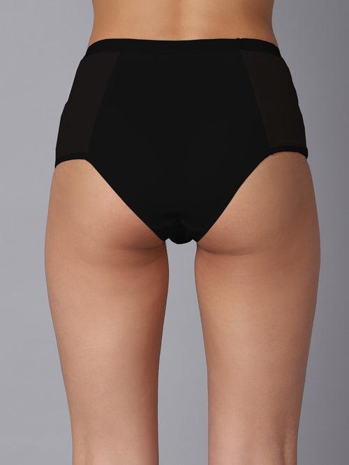 Women Black Solid Hipster Brief