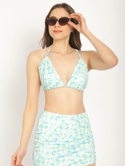 Floral Printed Halter Neck Swim Set