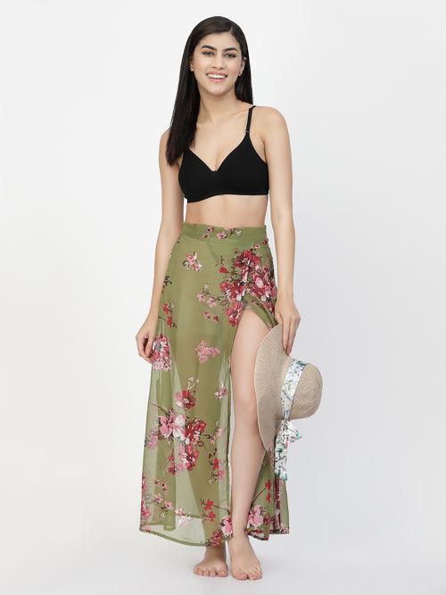 Women Floral Print Cover-Up Skirt