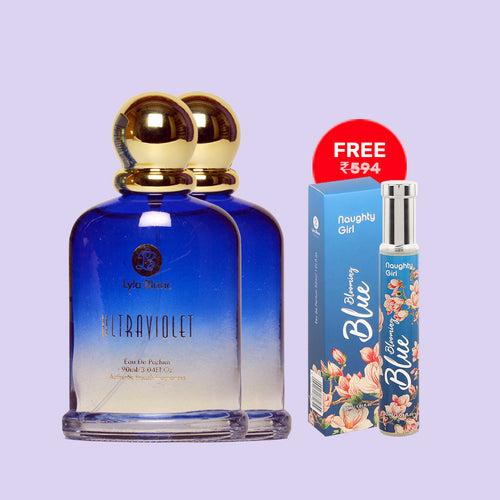 Lyla Blanc New Ultraviolet Premium Long Lasting EDP For Women  180 ML Pack of 2+ Free Naughty Girl EDP Blooming Blue Perfume for Women