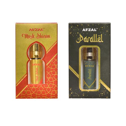 AFZAL-ATTAR MUSK DHIRAM & SAFIRE PARALLEL 6ML ATTAR ROLL ON PK2