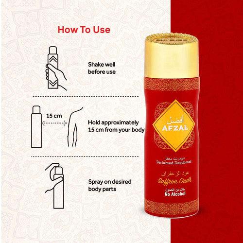 Afzal Non Alcoholic Saffron Oudh Deodorant 200 Ml