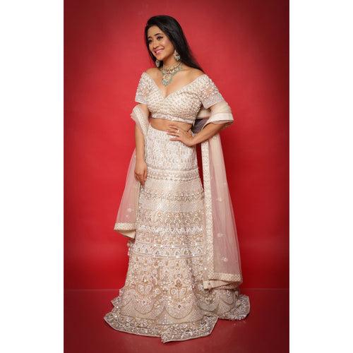 Shivangi Joshi - Ivory Light Gold  Lehenga Set