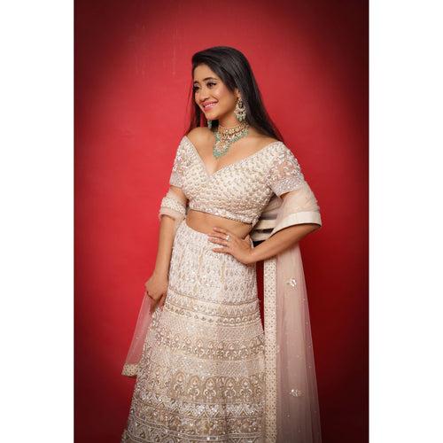 Shivangi Joshi - Ivory Light Gold  Lehenga Set