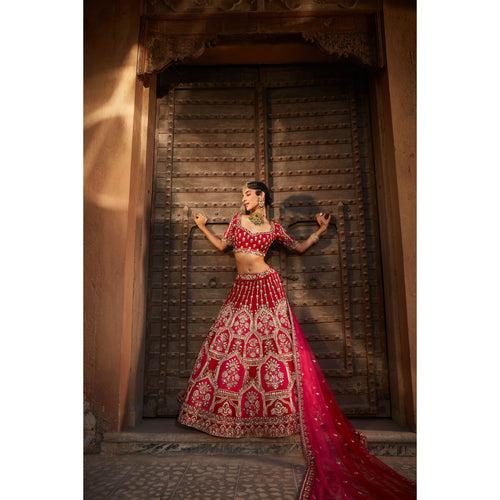 Bright Red Bridal Lehenga