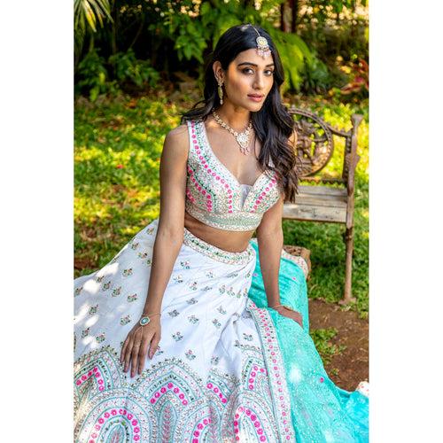 Ivory Pastel Mirrorwork Lehenga Set