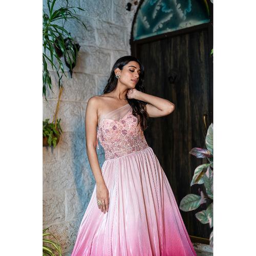 Rose Quartz Orchid Ombre Gown