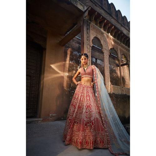 Red Hued Wedding Lehenga