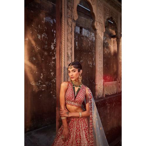 Red Hued Wedding Lehenga