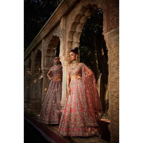 Orange Applique Work Lehenga