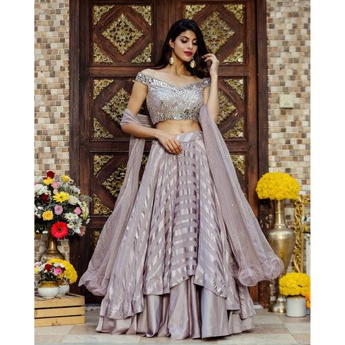 Lilac Shimmer Layered Lehenga Set