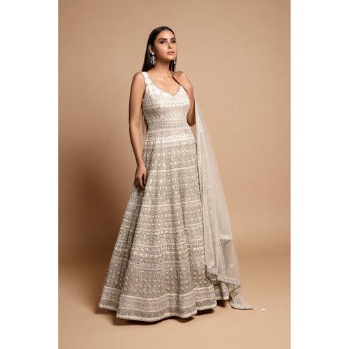 Ivory Mirrorwork Anarkali