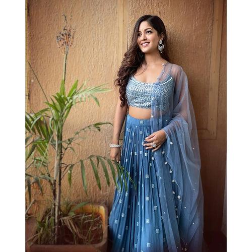 Ishita Dutta - Cobalt Blue Lehenga Set