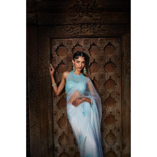 Aqua Silk Saree