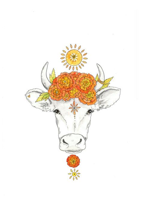 Cow With Flowers 2