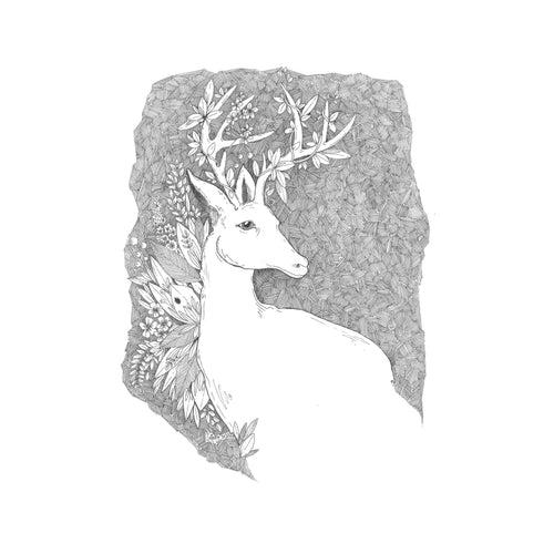 Crosshatch Deer (Size: A4)