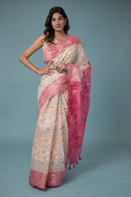 Woven Blended Handloom Organza Saree