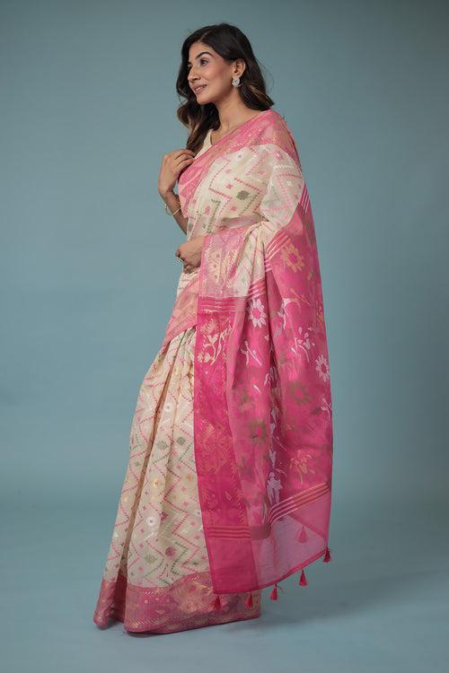 Woven Blended Handloom Organza Saree