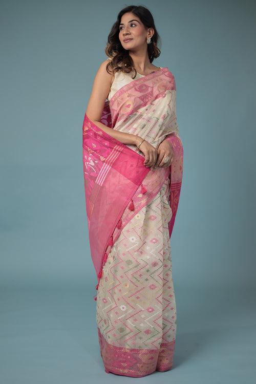 Woven Blended Handloom Organza Saree