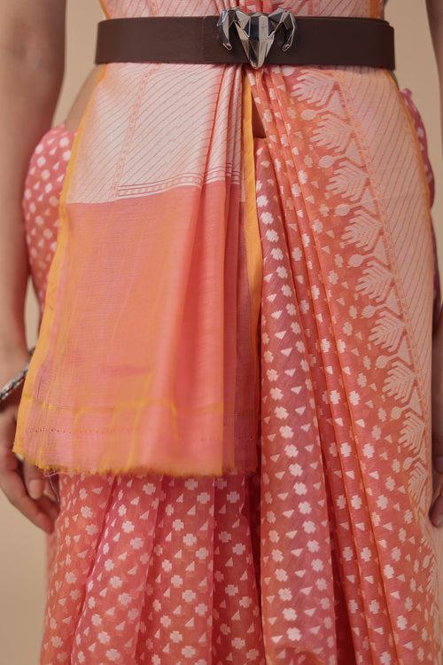 Woven Blended Handloom Cotton Chanderi Saree