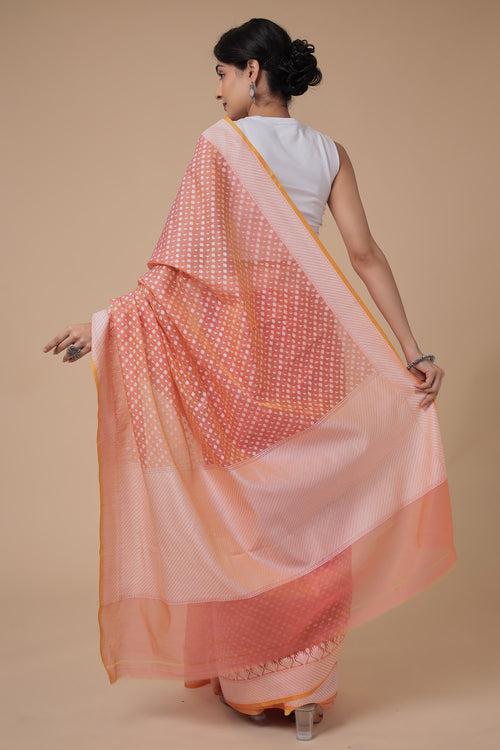 Woven Blended Handloom Cotton Chanderi Saree