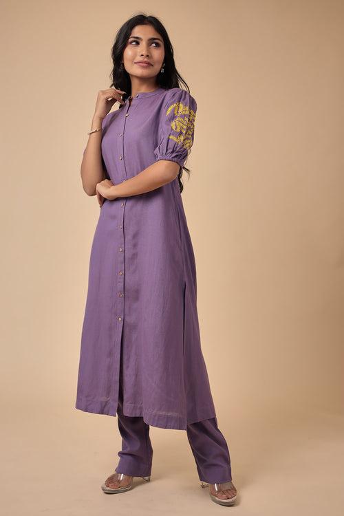 Cotton Kurta Set Stitched with Embroidered work