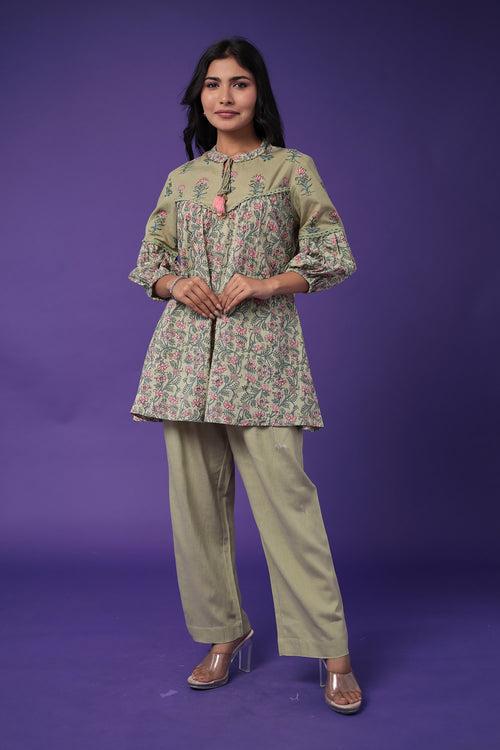 Printed Cotton Kurta Set Stitched