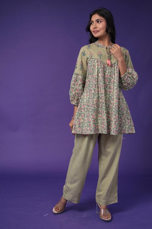 Printed Cotton Kurta Set Stitched